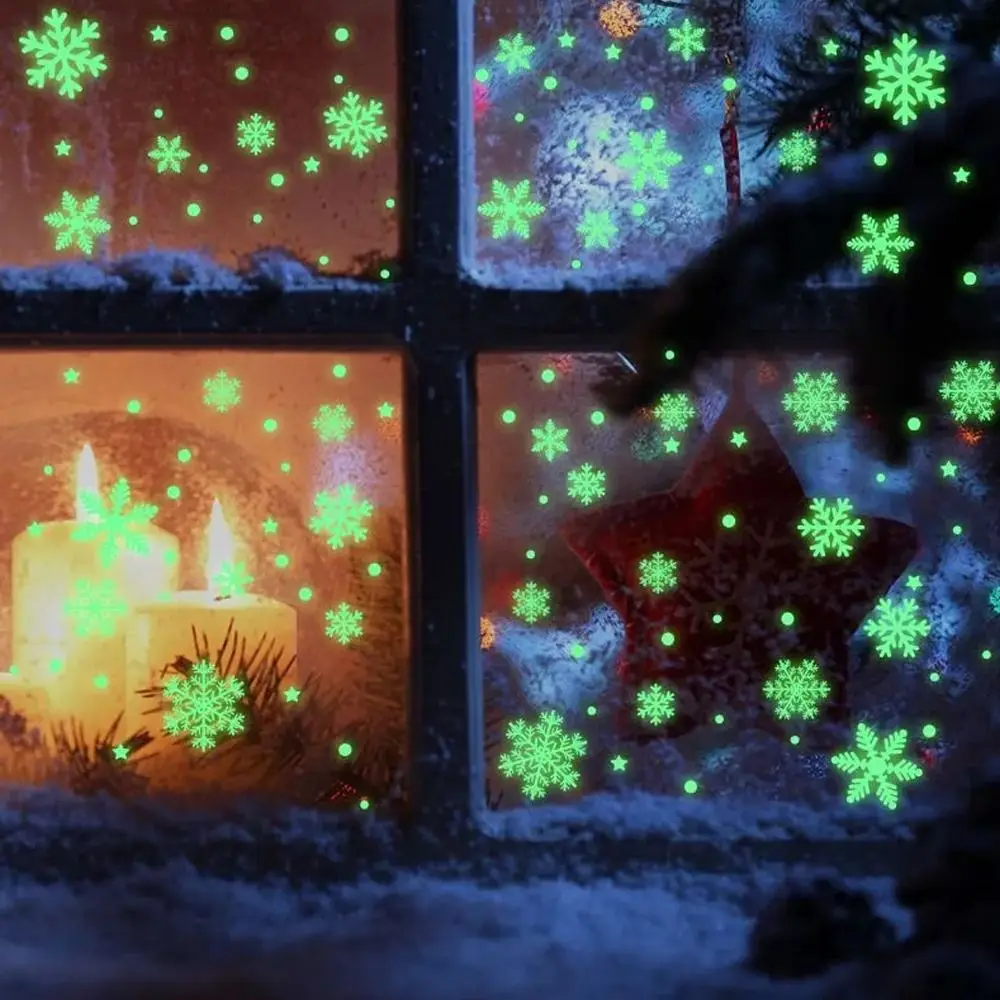 3D Christmas Luminous Snowflake Window Sticker Snowflake Static Sticker Christmas Decoration Snowflake Static Stickers