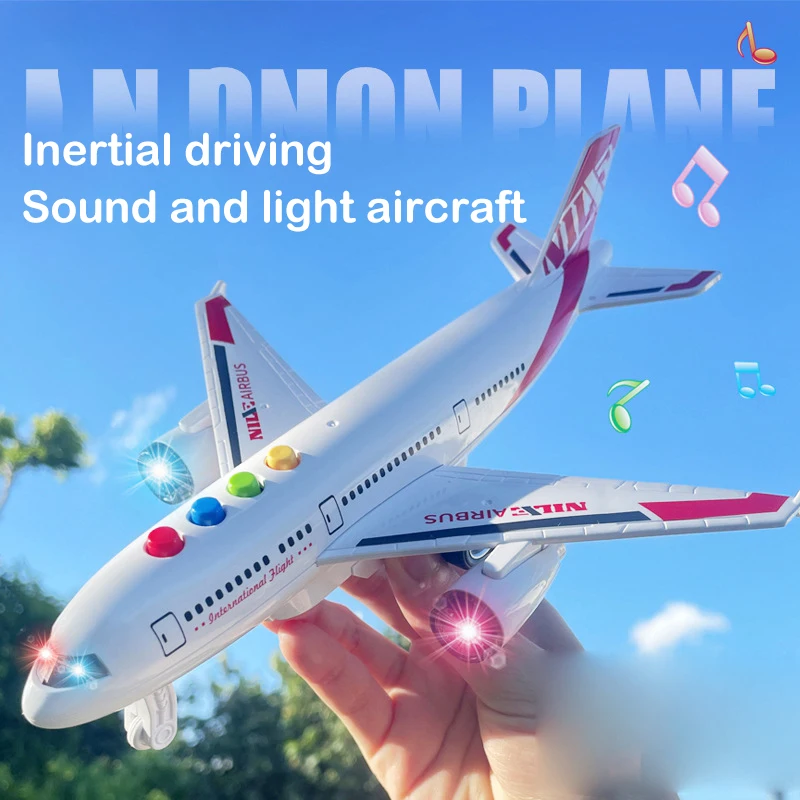 

Electronic Aeroplane Toy With Music Autopilot Flash Sound Aircraft Automatic Rotation Plane Educational Toy Gift For Children