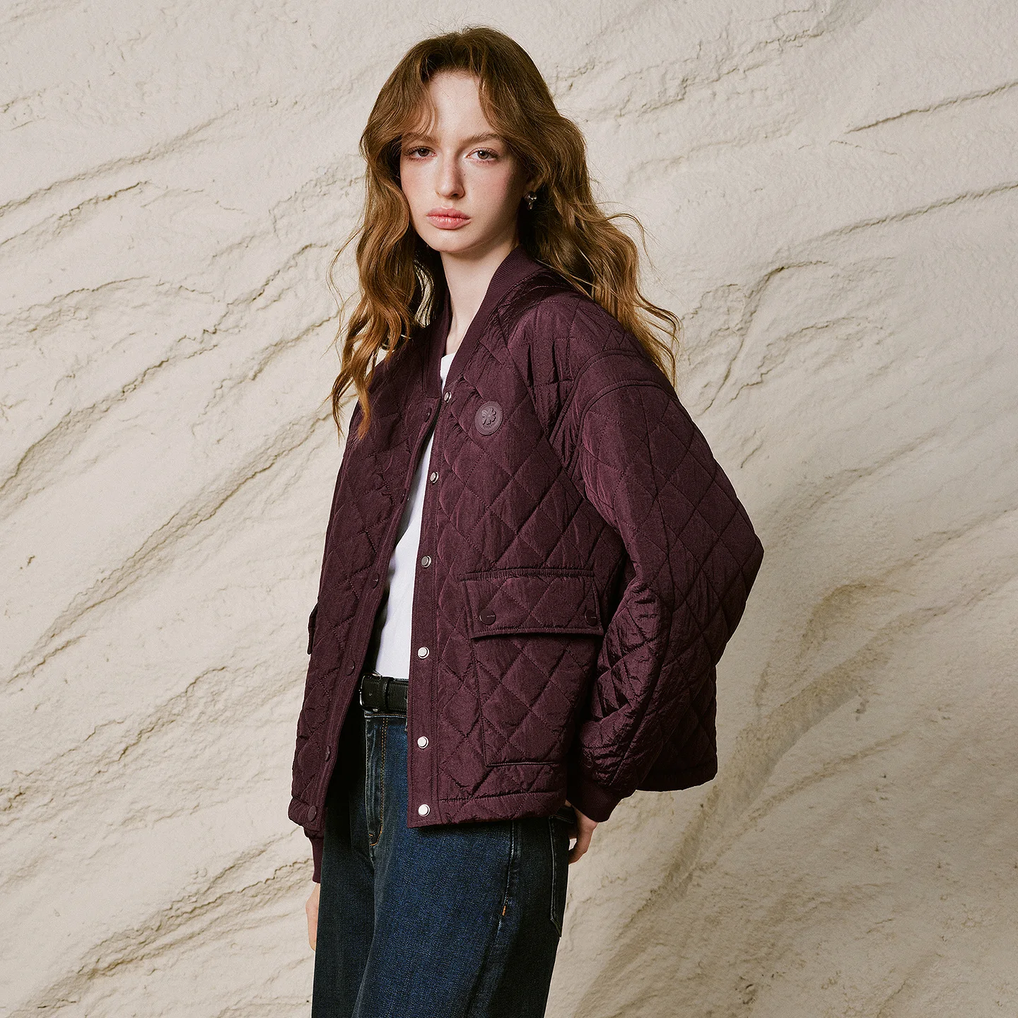 TOYOUTH Women Baseball Jacket 2026 Winter New Quilted Loose Lightweight Ankra Red Cotton Coat