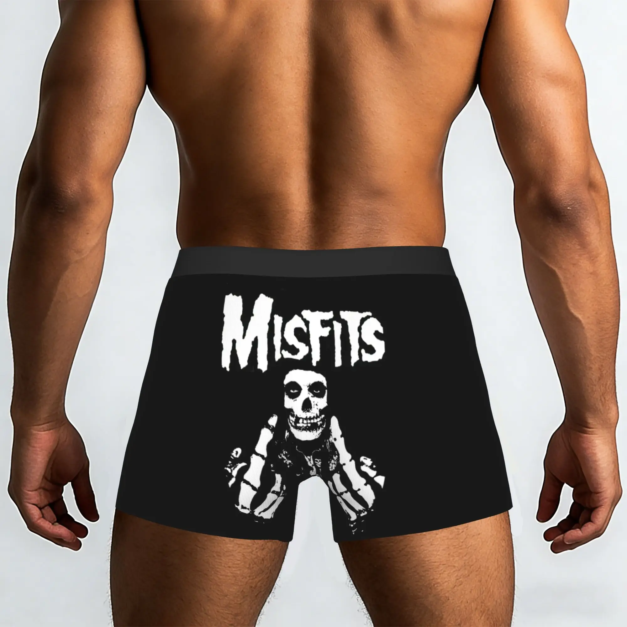 Custom Rock Punk Band Misfits Skull Face Heavy Metal Underwear Men Stretch Boxer Briefs Shorts Panties Soft Underpants For Homme