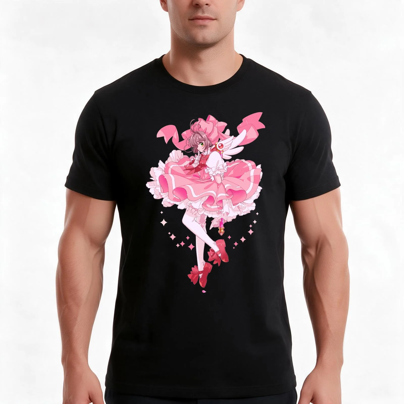 Kawaii Cardcaptor Sakura T-Shirt Summer Casual Cotton Tee Oversized Streetwear Tops Vintage Graphic Print Unisex Men Women