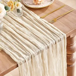 Gauze Semi-Sheer Table Runner Burlap Cheesecloth Table Setting Dining Rustic Country Wedding Birthday Decor Boho Table Linens