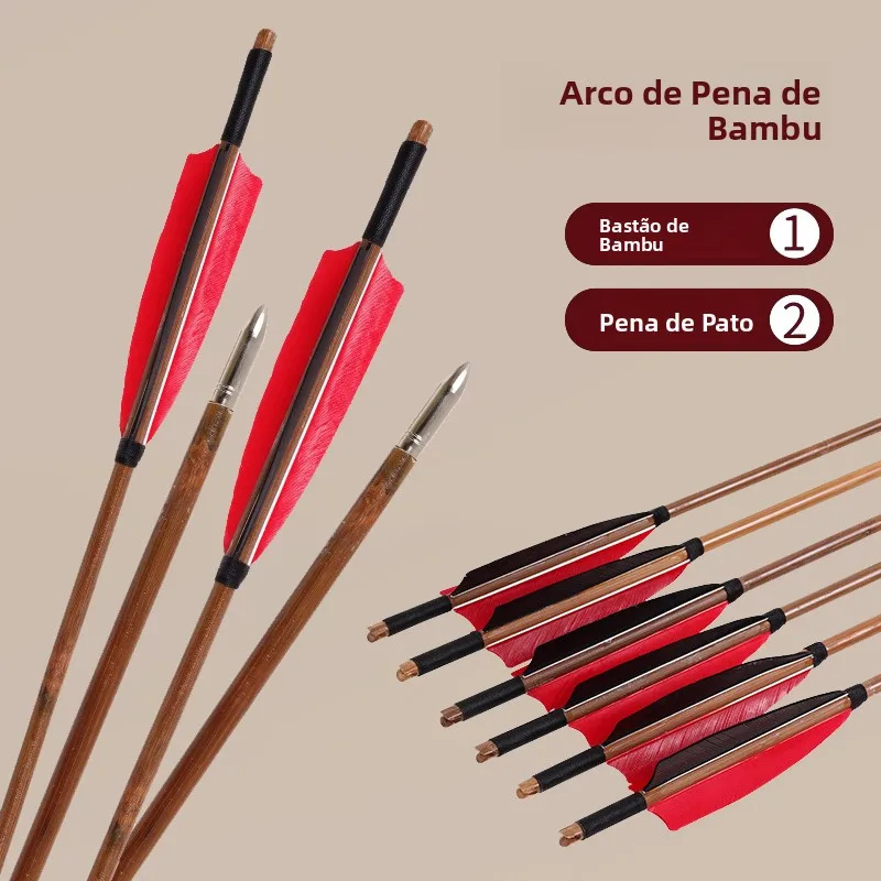 fleche-traditionnelle-en-bambou-fleche-en-bois-accessoires-de-tir-a-l'arc-en-exterieur-pointe-de-fleche-en-fer-85-cm-plume-en-forme-de-bouclier