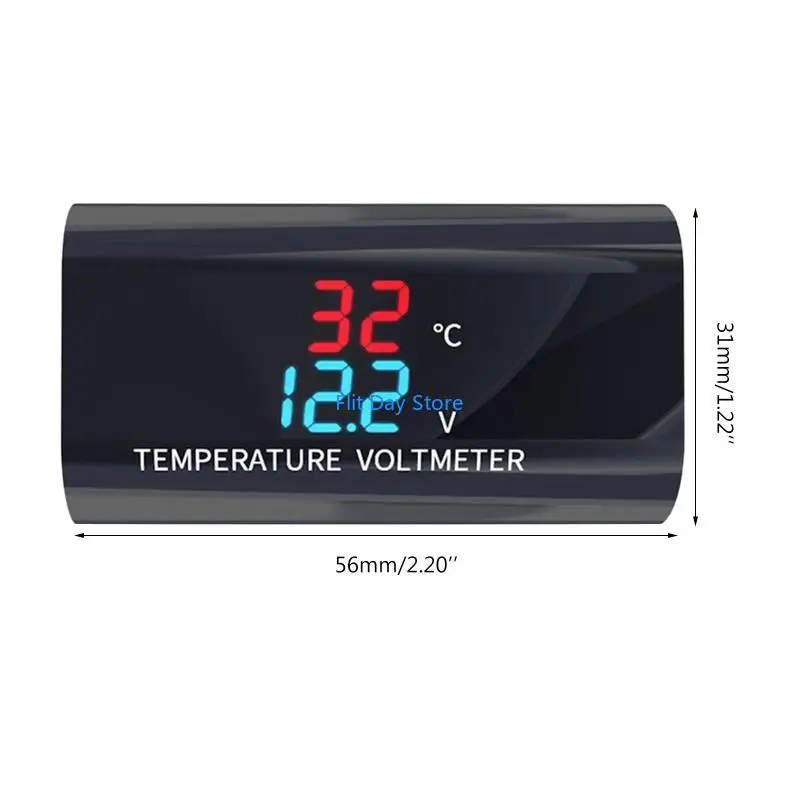 F92C 0.28 นิ้วความดันคู่การแสดงแรงดันไฟฟ้ากันน้ำสำหรับเทอร์โมมิเตอร์ 12V โวลต์มิเตอร์