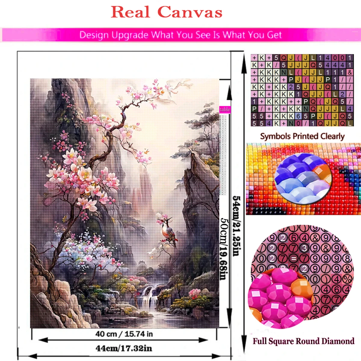 Cherry Blossom Diamond Painting Sakura Diamond Mosaic DIY Cross Stitch Kits Embroidery Landscape Waterfall Diamond Art Home Deco