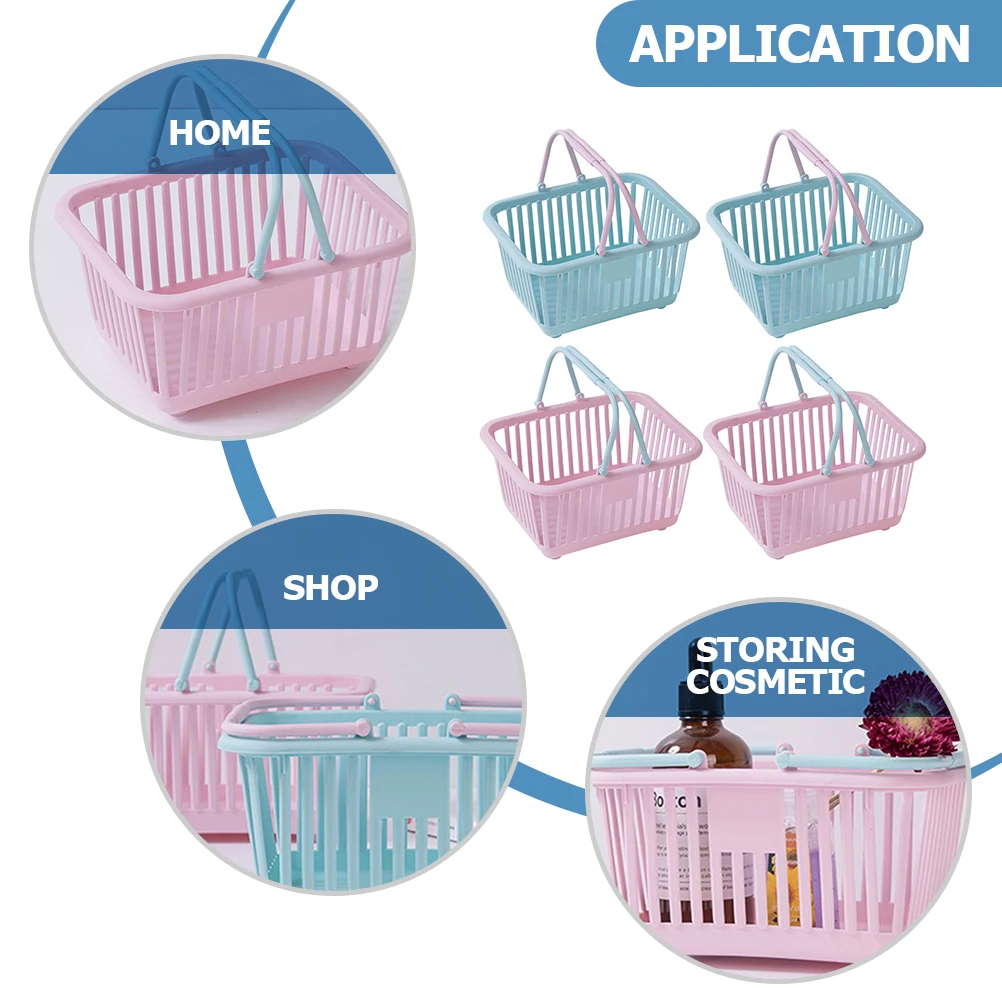 4Pcs Cherry Strawberry Picking Baskets small plastic Hand shopping baskets Kids toys storage box Portable Bathroom Shower Basket