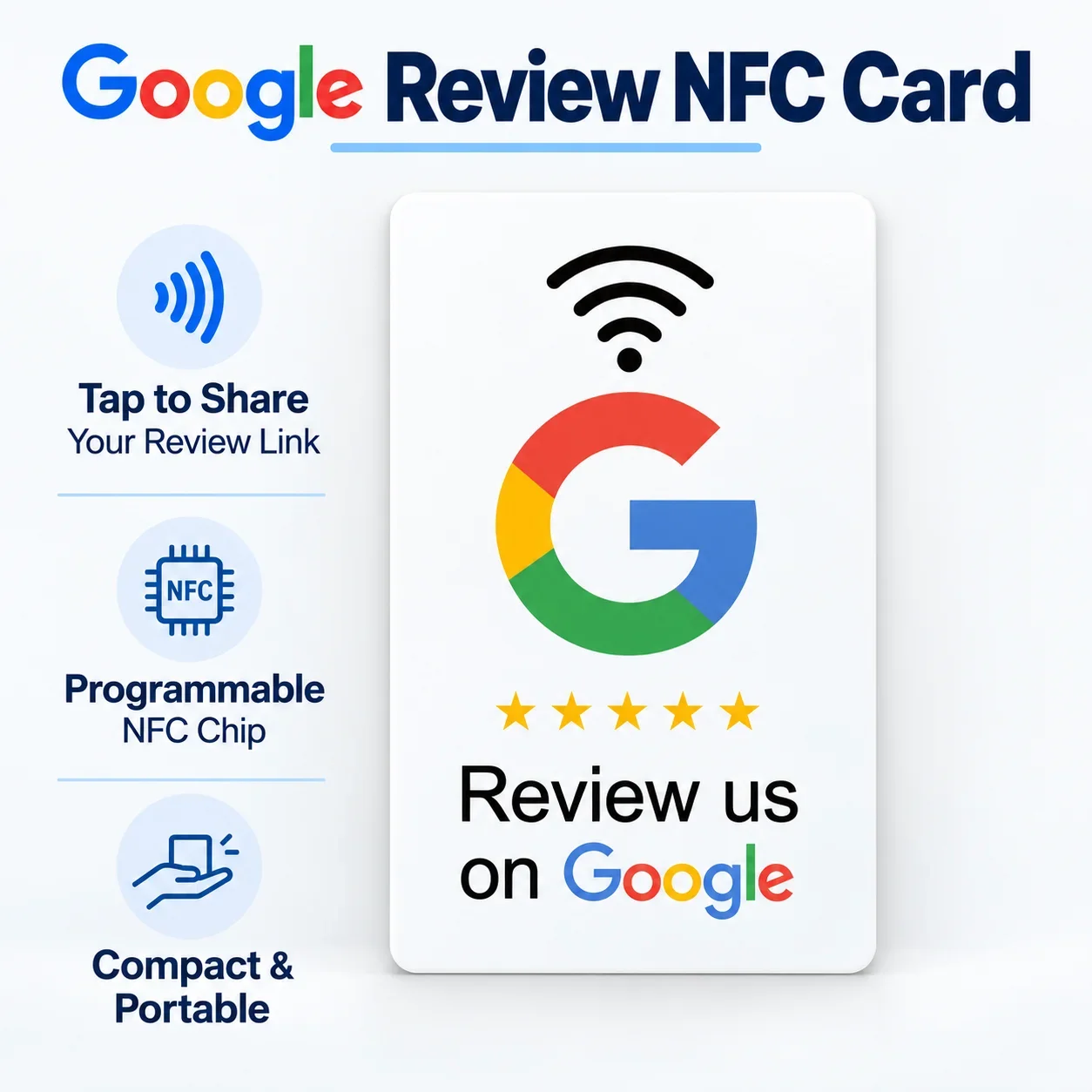 1pc White NFC Card for Google Reviews PVC 215 Chip Rewritable for Shops and Restaurants Buyer Setup Required Before Use