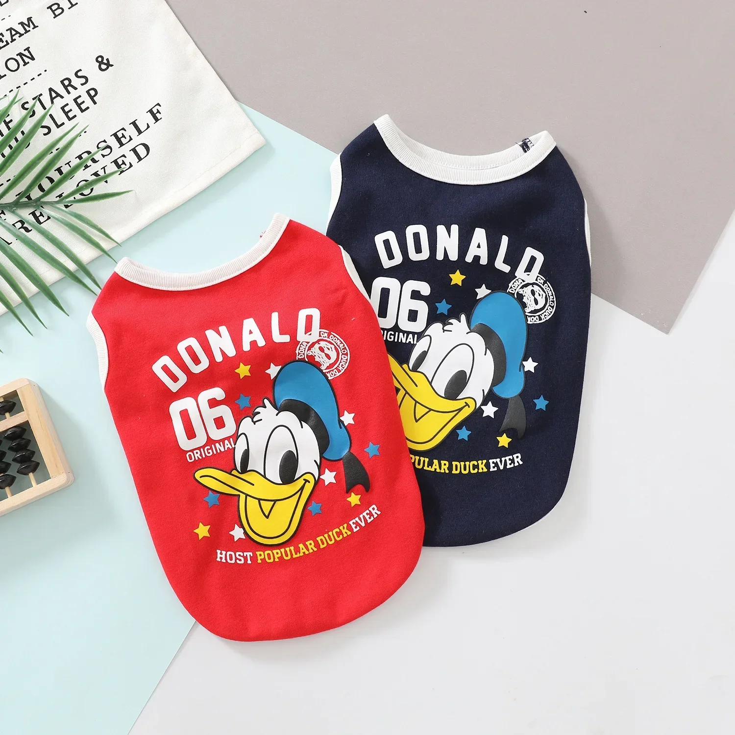 Disney Mickey Mouse Donald Duck Sleeveless Vest T-Shirt New Pet Clothes Short Sleeve Dog Clothes Cartoon Pet Vest