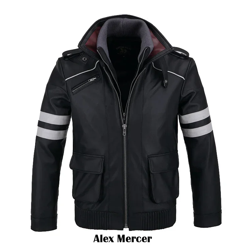 Cosztkhp double collars! Game prototype Alex SJ PU leather jacket winter coat Halloween cosplay costumes for women/men m-4xl