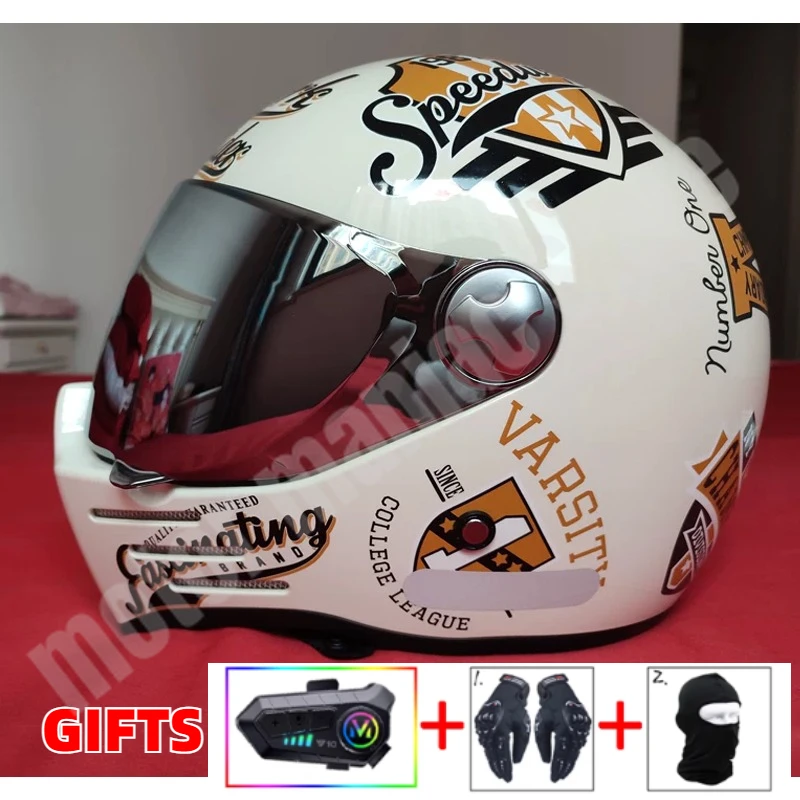 

Orz Ретро шлем женский мотоциклетный Bluetooth полнолицевой шлем мужской всесезонный 3C мотоциклетный шлем Casco De Moto 소 vih 레트로 헬멧