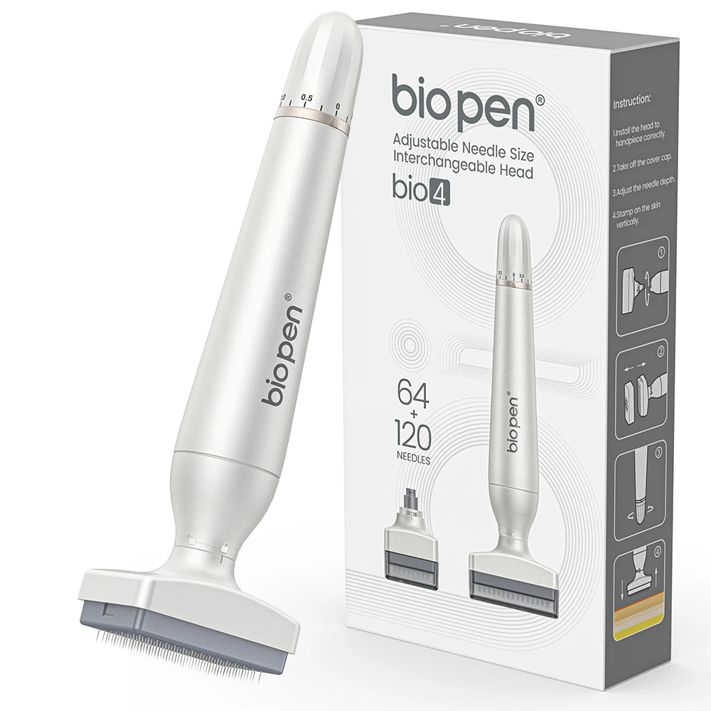 kit-bio-4-derma-stamp-nova-chegada-caneta-de-microagulhamento-de-cabeca-dupla-com-120-e-64-agulhas-agulha-de-aco-inoxidavel-ajustavel-caneta-derma