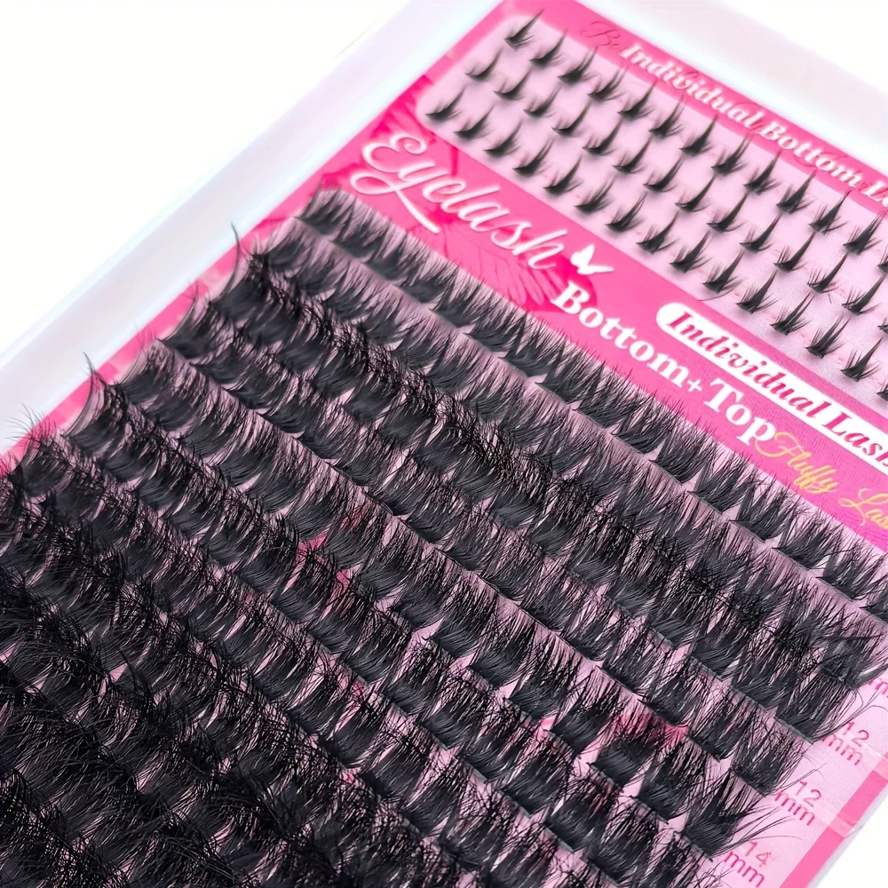 DIY-Falsche Wimpernverlängerungsset, individuelle Wimpernbüschel, untere und obere Wimpern, extra dicke und flauschige Wimpern für Anfänger zum Selbermachen – Detail 3