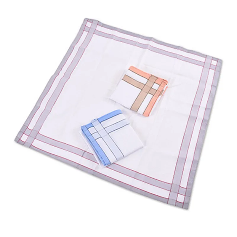 3Pcs 43x43cm Square Plaid Stripe Handkerchiefs Men Classic Vintage Pocket Cotton Towel Wedding Xmas Party Gift