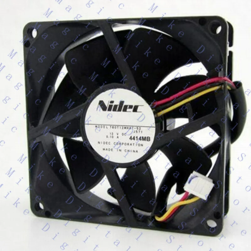 UU  FOR NIDEC 8CM 80*80*25mm T80T12MHA7-52 DC 12V 0.10A  3-Lines Ultra Quiet Cooling Fan