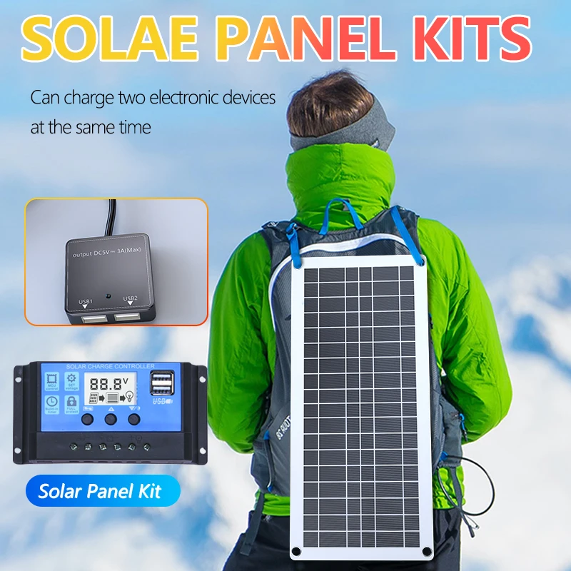 Solar Panel 5V 12V With 100A Controller waterproof Solar Charge for Phone RV Car MP3 PAD Charger Outdoor Battery Supply