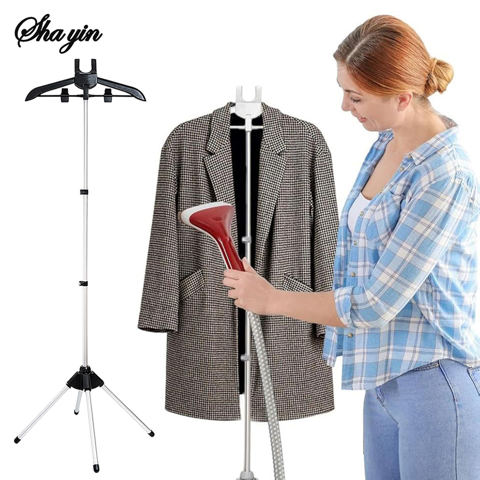  160cm Adjustable Clothes Steamer Rack Telescopic Garment Steamer Racks Foldable Standing Garment Hangers for Steaming Clothes 
