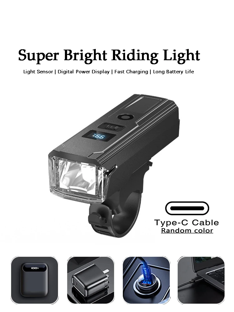 AliExpress cycle zone Smart Bicycle Light Front Bike Lights Type-C Rechargeable MTB Road Bicycle Headlight Flashlight Cycling Lamp Bike Accessories