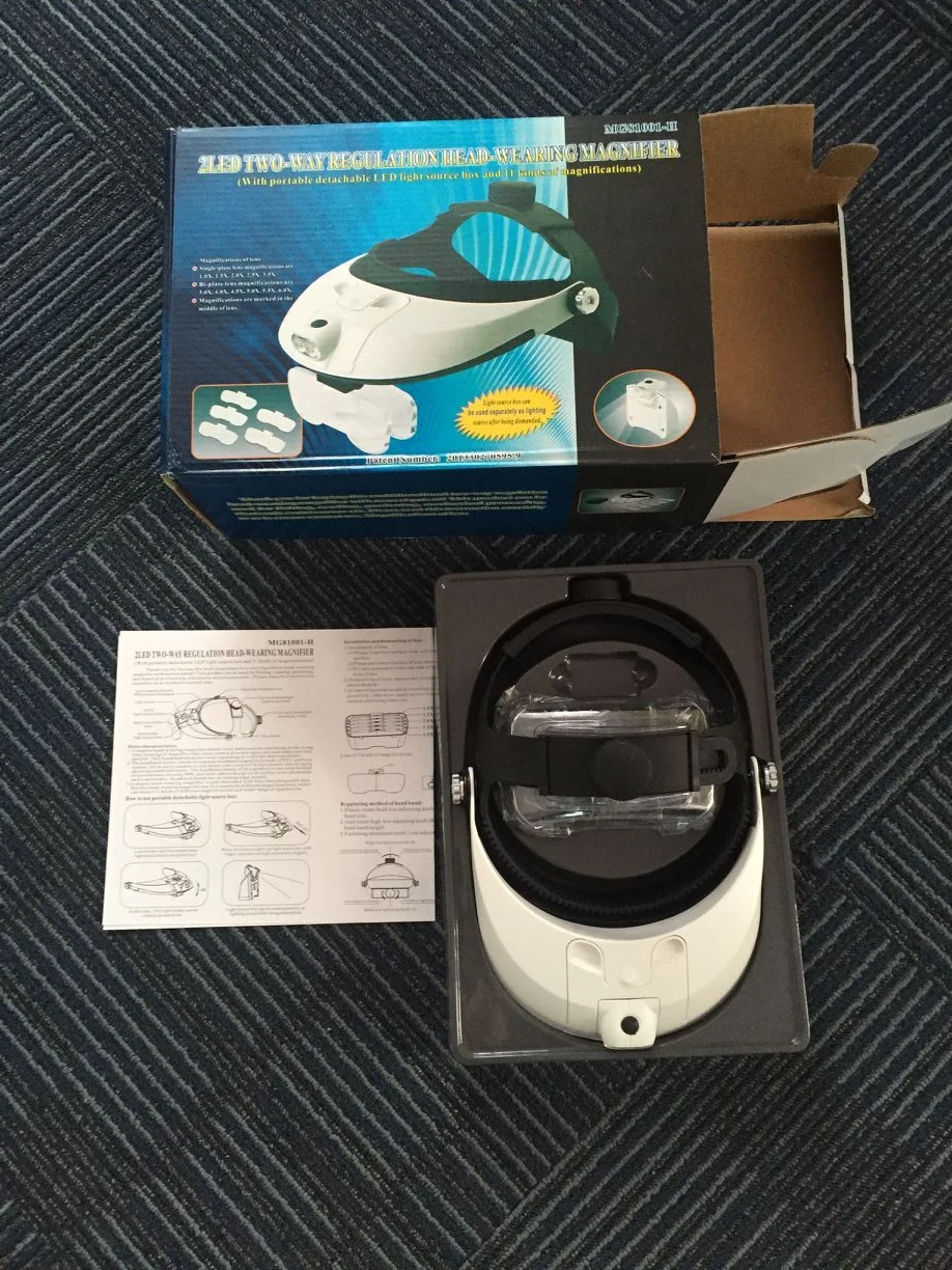 

Налобный фонарь, 2-светодиодная лампа, ювелирное увеличительное стекло для чтения, лупа