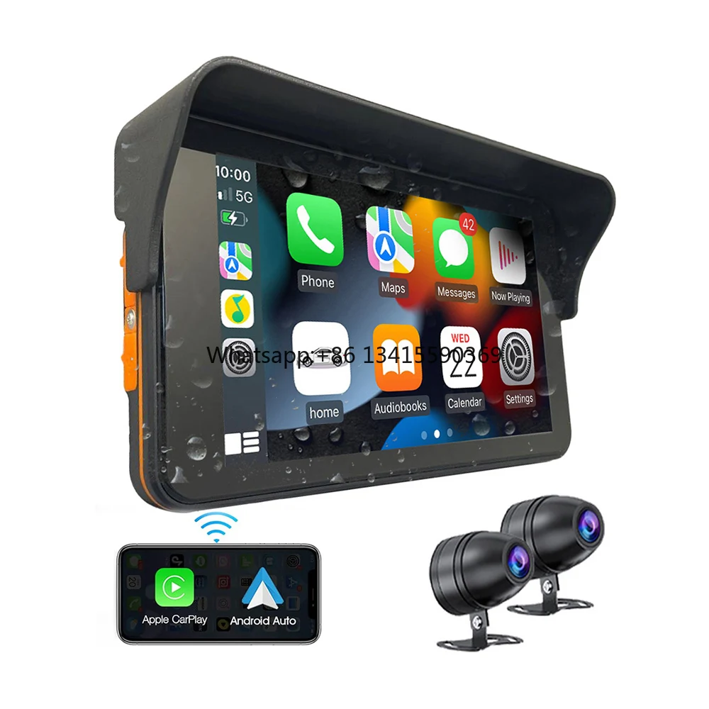 

7 Inch Touch Screen Motorcycles Carplay GPS Navigation With Rear View camer Dashcam GPS Navigator MT7001