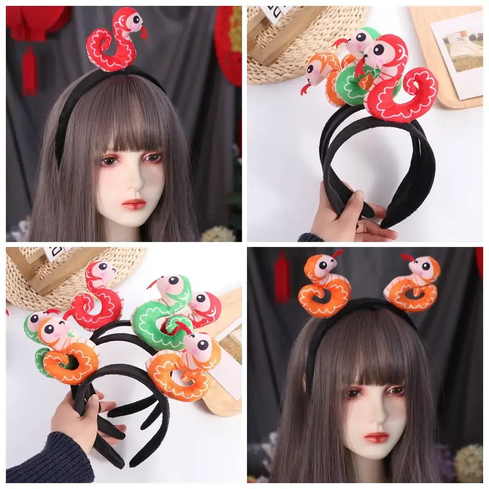 

Lovely Chinese Zodiac Snake Headband Plushy Soft Chinese New Year Hairband Headwear Fur Lunar Year