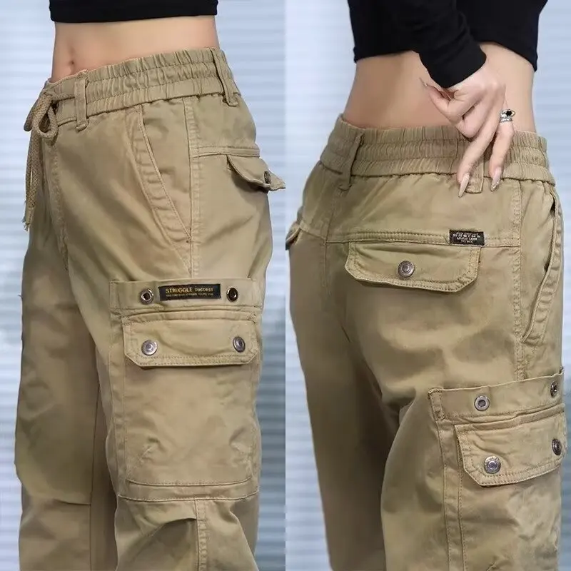 Pantalones de Trabajo Estilo Americano Retro, Elásticos, Casuales, de Corte Holgado, para Otoño e Invierno, para Hombre, Colo...