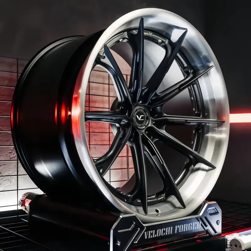 Velochi 3 Piece Deep Dish Brushed Polished 5x120 5x112 5x114.3 18 19 20 21 22 Inch Forged Wheels for Passenger Car Rims