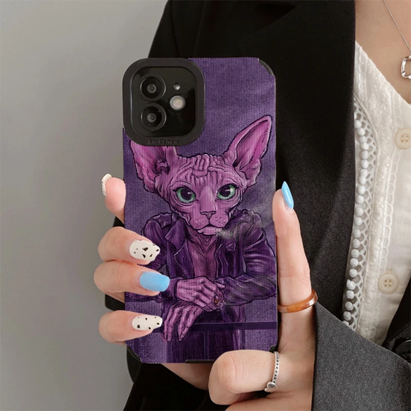 Sphinx Cat Smoker Phone Cases for IPhone 11 Case 14 Pro Max 15 Pro Max Siamese Cat Smoking IPhone Case for IPhone 13