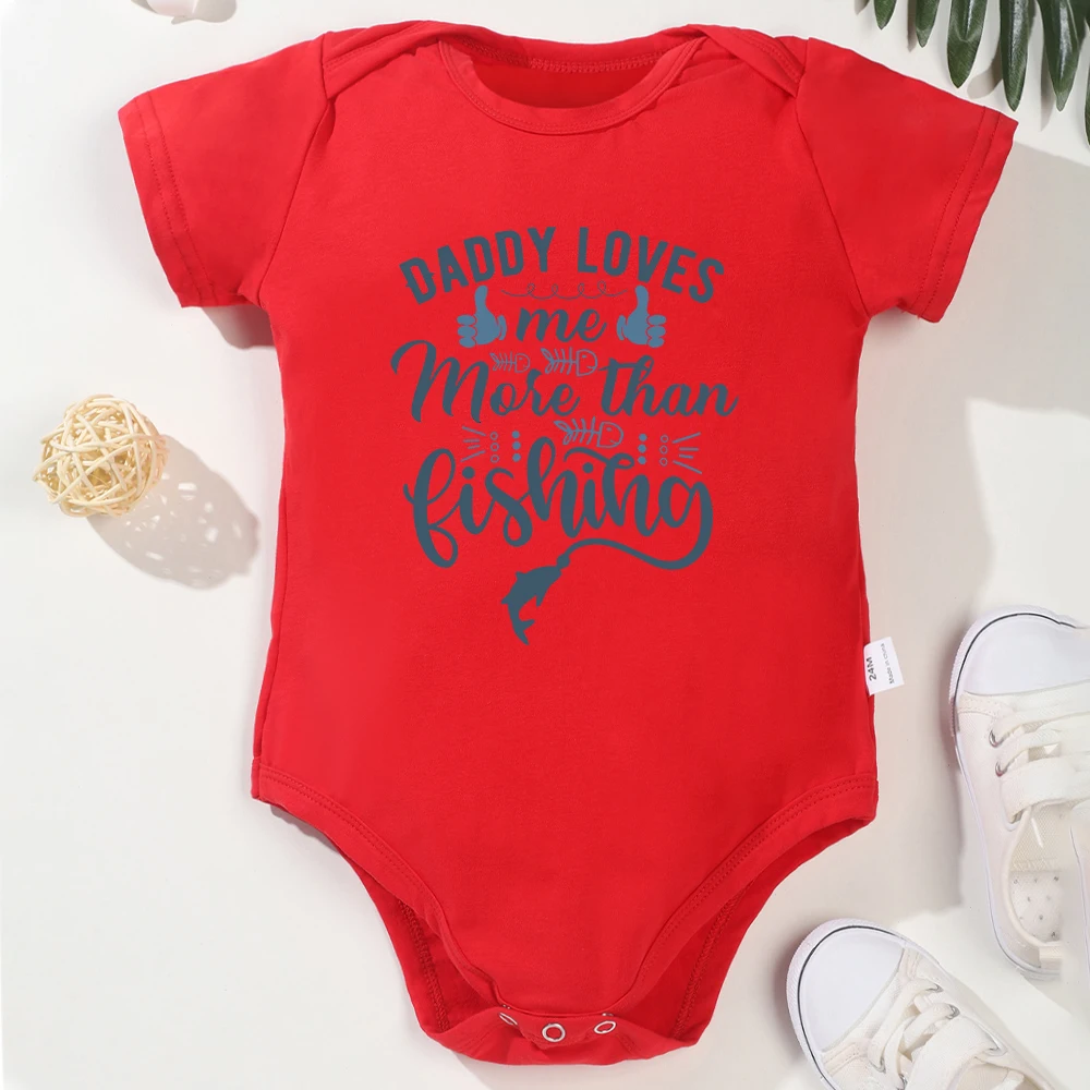 Daddy Loves Me More Than Fishing Funny Baby Onesie Fashion Cute Newborn Boys Girls Clothes Aesthetic Popular Toddler Jumpsuit