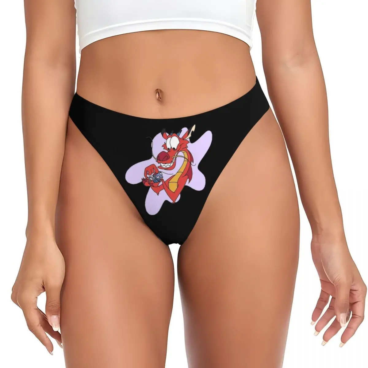 Custom Women Mushu Dragon Cute G-string Panties Female Soft Thongs Underwear