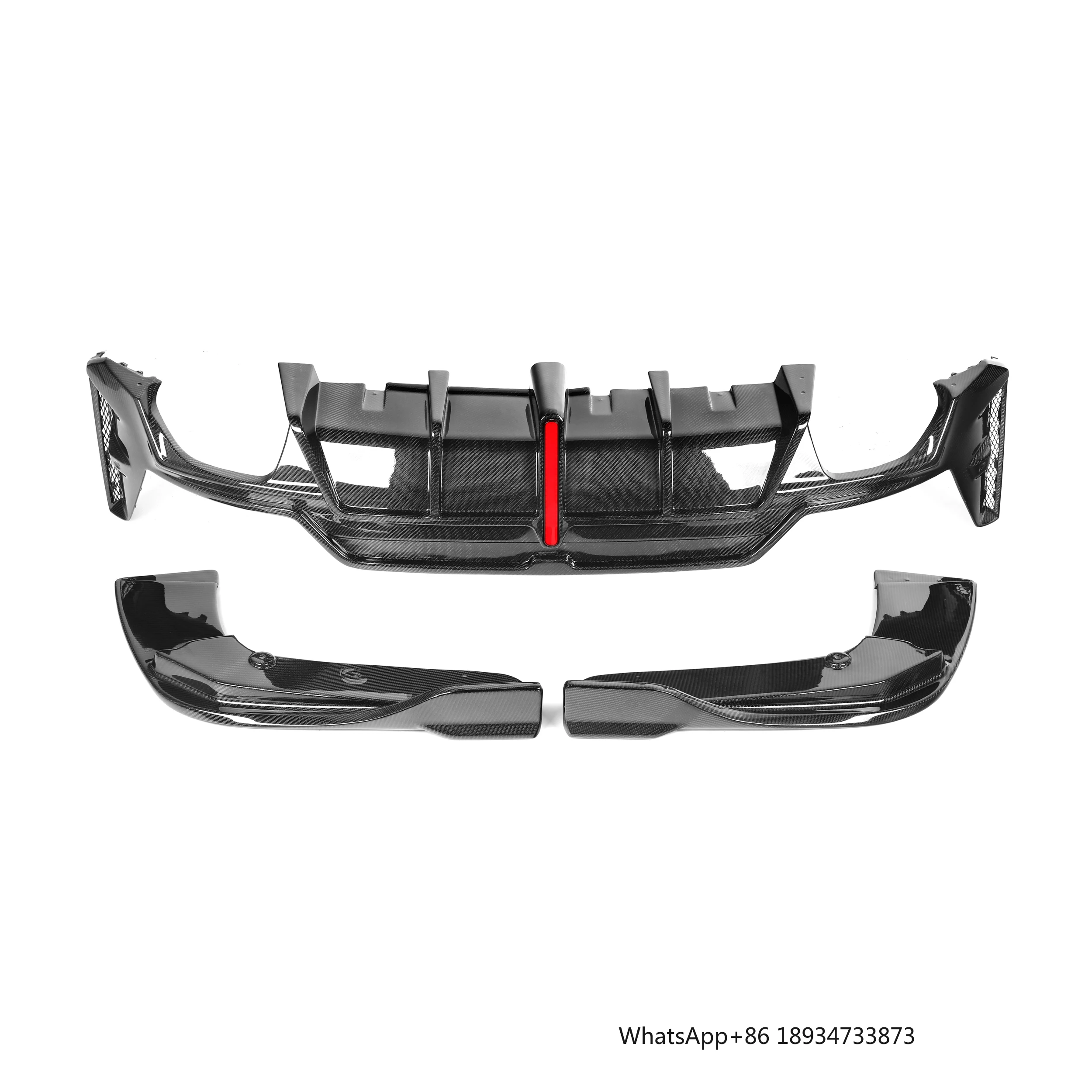 

3 шт. задний диффузор из углеродного волокна G20 LCI VT в стиле с разветвителем для BMW 3 серии G20 Sport Line 2023 + диффузор бампера