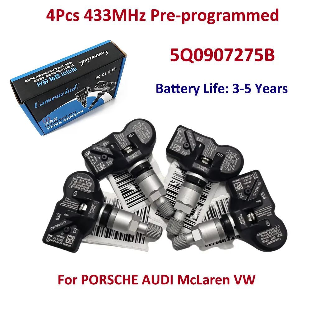 4PCS 5Q0907275B 5Q0907275 Tire Pressure Monitoring Sensor TPMS For Audi RS3 Bentley Bentayga Porche Volkswagen Beetle Golf Eos