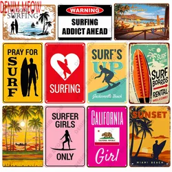 Surfer Zone Metal Tin Sign, Vintage Beach Metal Plates, Shop Bar Sign, Surfing Metal Wall Decor, Summer Time, Beach Decor WY164