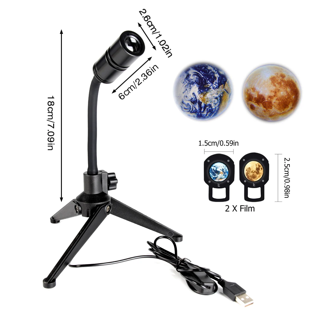 

360 Rotatable Starry Sky Projector Night Light 2-in-1 Material Earth and Moon Projection Mini Size Home Bedroom Decoration