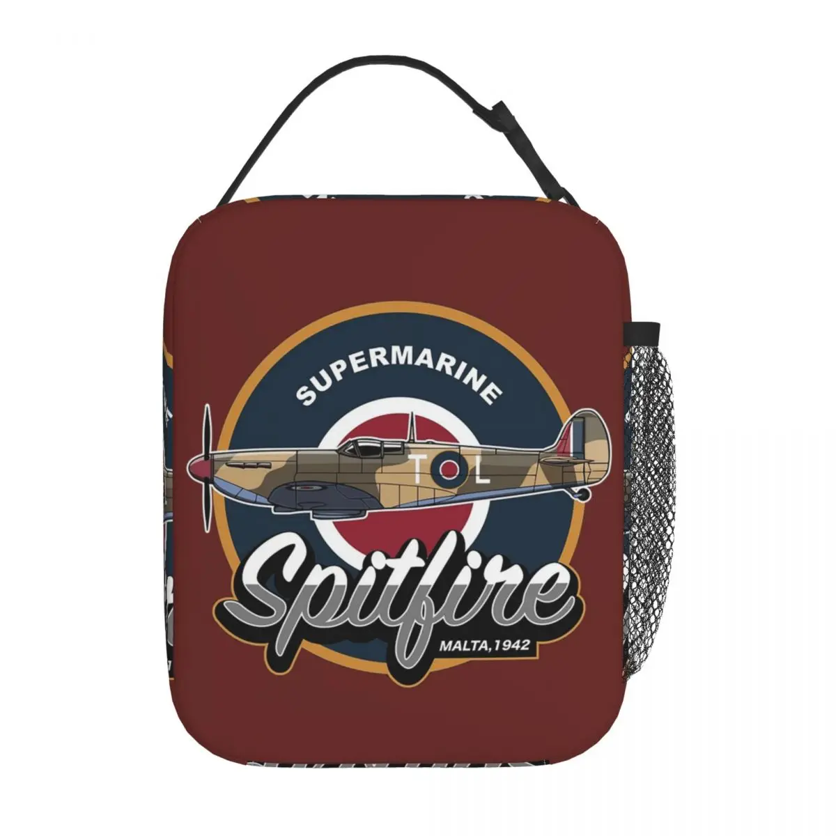 RAF Supermarine Spitfire Fighter Aircraft Plane Airplane Insulated Lunch Bag Children Portable Food Boxes Thermal Lunch Box Tote