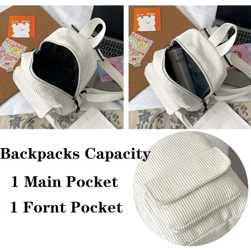 سروال قصير صغير للنساء والفتيات، حقيبة ظهر صغيرة كاجوال أنيقة وجذابة (النمط 2، بيج) #3