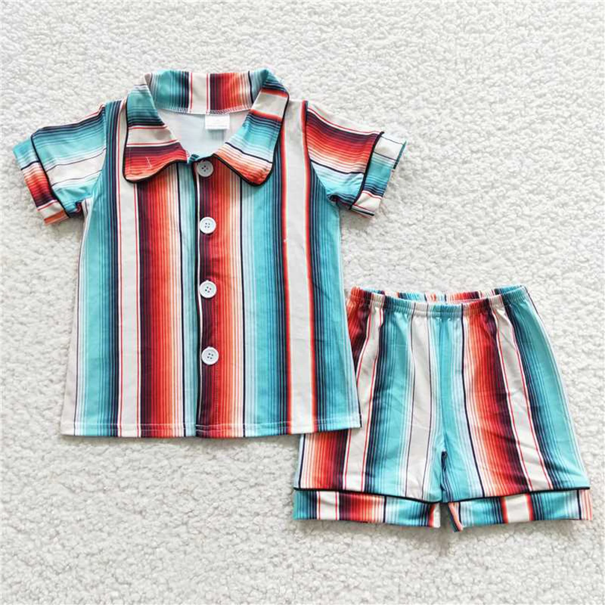 Wholesale Summer Children Camo Nightclothes Baby Boy Short Sleeves Cardigan Button Up Sleepwear Set Shorts Infant Pajamas Outfit