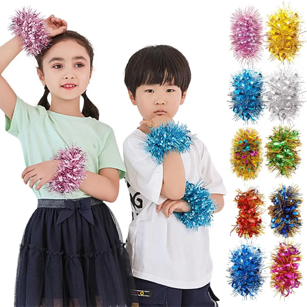 6Pcs Cheerleader Wristband Cheerleading Pom Poms Wristband Set for Team Celebration Volleyball Game Cheerleading Accessories