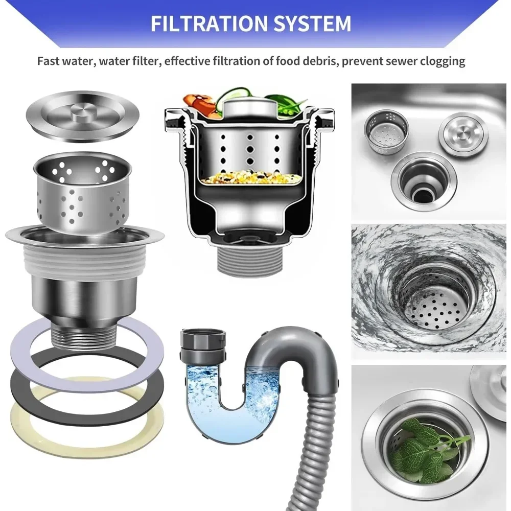 Évier autoportant en acier inoxydable, évier de cuisine utilitaire, cuvette unique, station de lavage des mains, proximité à l'intérieur et à l'extérieur