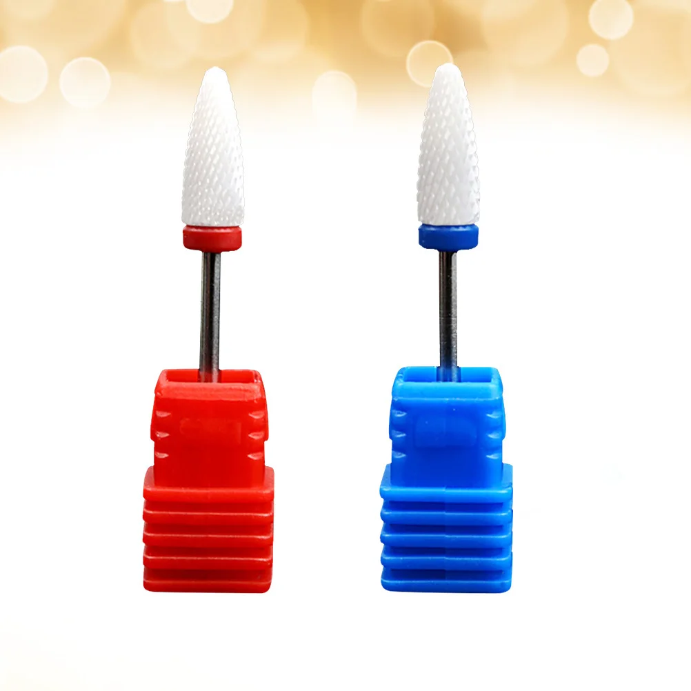 2Pcs Nail Grinding Head Ceramic Drill Bits Set for Electric Nail File Polish Reshape Nails Remove Cuticle Dead Skin Wipe Gel Art