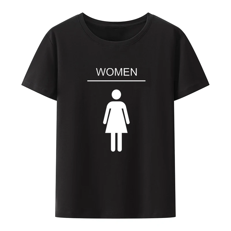 Women Bathroom Picture Print T-shirt Funny Tee Comics De Mujer Blouse Short-sleev Unisex Women's Tops Tees Graphic Tshirts Pair