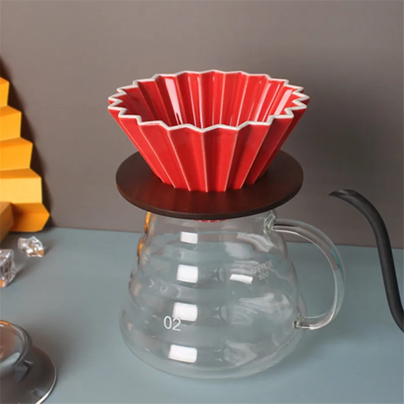 Wooden Pour Over Coffee Filter Stand, Wooden Tea Strainer Holder, Glass Funnel, Coffee Dripper