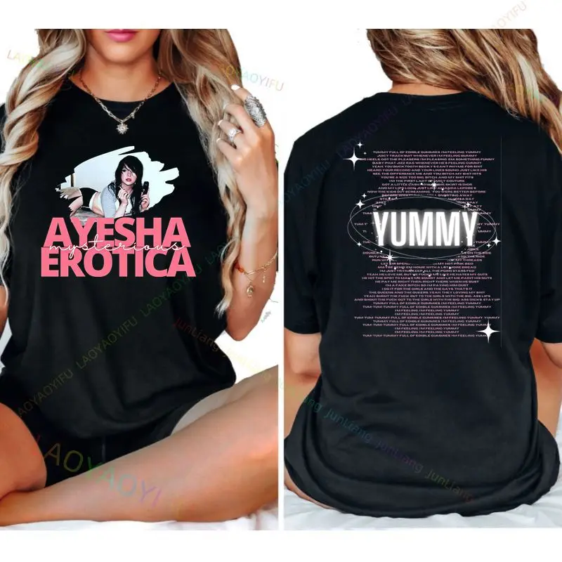Camiseta Ayesha Erotica Rapper Rock Hip Hop Vintage Fashion Casual Manga Curta Gola Redonda Solta Harajuku Y2K Top