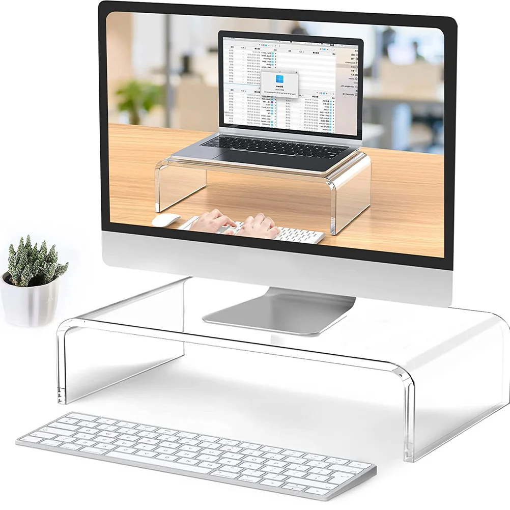 Klarer Acryl-Monitorständer, Laptop-Riser, Desktop-Computer-Bildschirmhalter, kompaktes, transparentes Design für den Arbeitsplatz im Büro