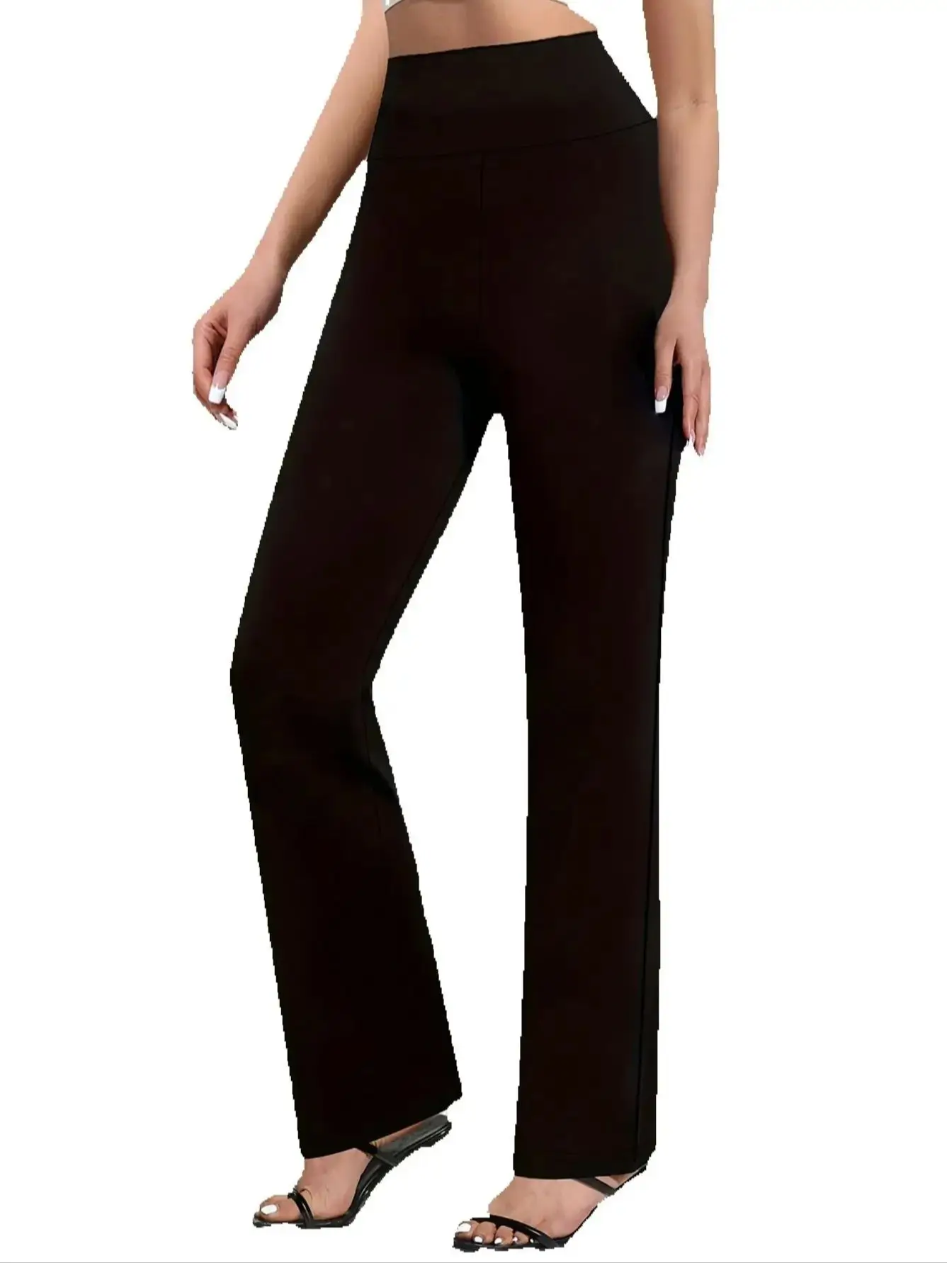 1 Stück Damen-Hose mit hoher Taille und geradem Bein – elegante Stretchhose für Frühling, Sommer, Herbst, Damen-Bürokleidung – Detail 1