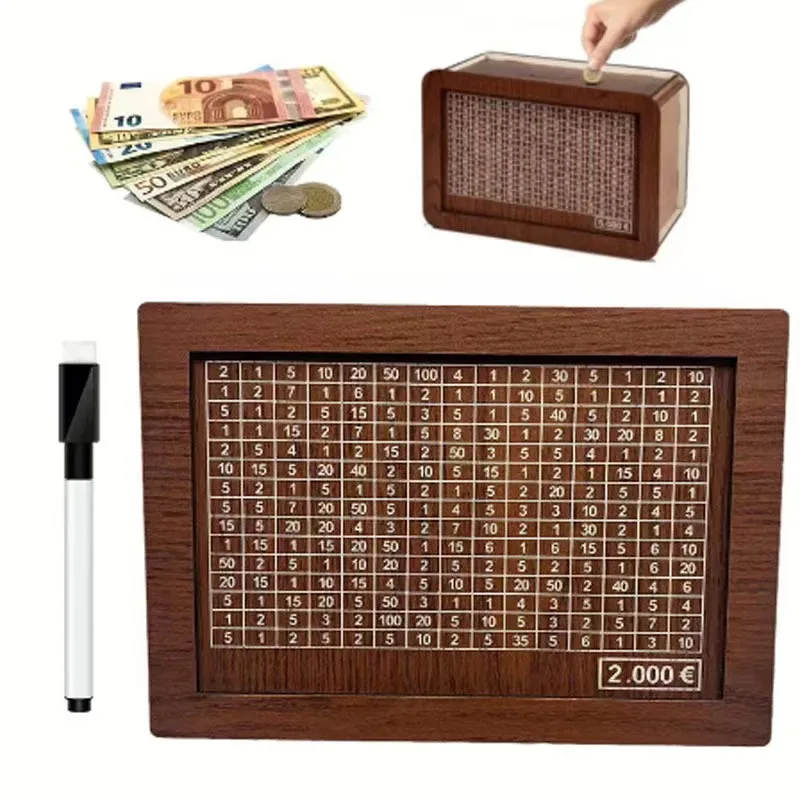 Wooden Piggy Bank Disposable Decorative Natural Wooden Handmade Money Saving Box With Money Goals Counter Piggy Bank image 3