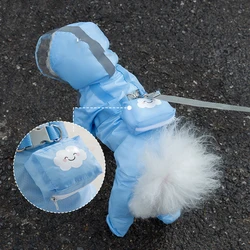 Dog Raincoat 1PC cat and dog rain poncho waterproof four-legged all-inclusive small medium-sized dog leash pet supplies