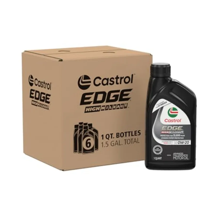 

EDGE High Mileage 0W-20 Advanced Full Synthetic Motor Oil 1 Quart Pack of 6