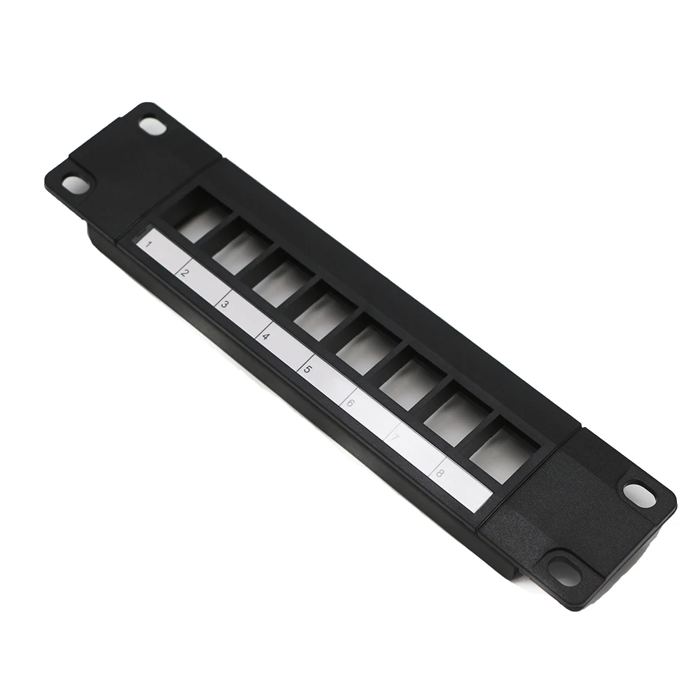 Blank Network Patch Panel 8-Port Rack Mounted Plastic 1U Height for Keystone Jack Inline Coupler Data Center Cabinet