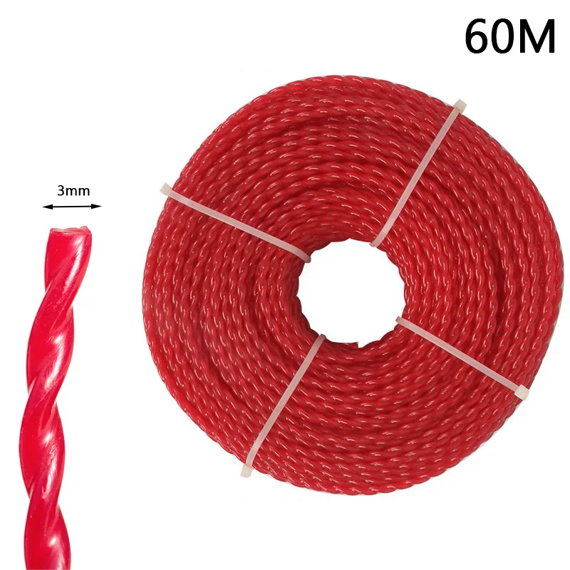 3.0mm Red Spiral Nylon Trimmer Line Brush Grass Cutting Weed Rope Strimmer Tool Accessories Lawn Mower Wire Replace Convenient