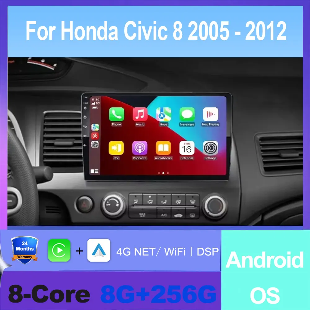 

Android Auto Wireless Carplay Car Stereo Radio For Honda Civic 8 2005 - 2012 Video Multimedia GPS Navigation Tools No 2Din DVD